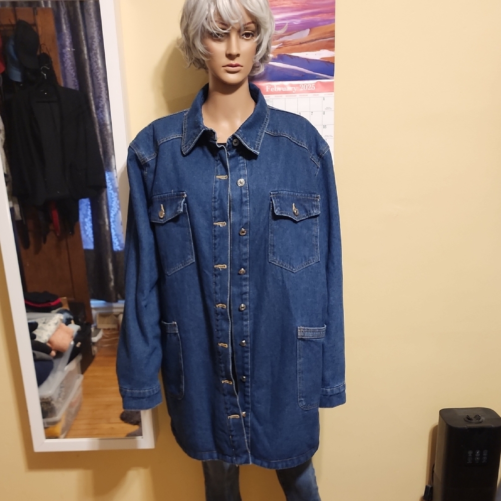 Blue Denim Button-Up Jacket - image 1